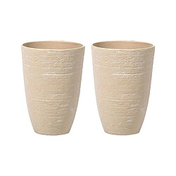 Beliani Lot de 2 pots de fleurs 35 x 35 x 50 cm beige CAMIA