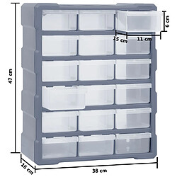 vidaXL Organisateur multi-tiroirs avec 18 tiroirs centraux 38x16x47 cm pas cher