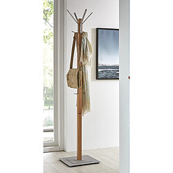 Pegane Porte-manteaux coloris chêne-alu en bois massif - L 40 x P 40 x H 184 cm