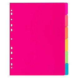 Intercalaires réinscriptibles neutres polypropylène - 6 onglets - Viquel Happy Fluo