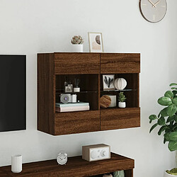 Maison Chic Meuble TV mural, Banc TV avec lumières LED pour salon, Meuble de rangement chêne marron 78,5x30x60,5 cm -GKD67067 pas cher