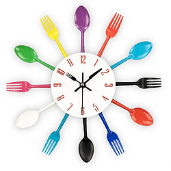 Wewoo Horloge murale Couverts En Métal Cuisine Cuillère Fourchette Creative Quartz Horloges Montées Au Design Moderne Décoratif Couleur