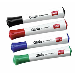 Acheter Nobo Marqueur effaçable à sec Glide, Pointe ogive, Coloris assortis, Lot de 4