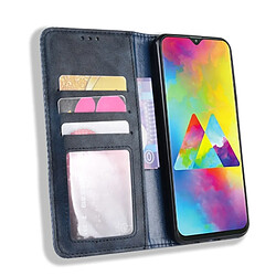 Acheter Wewoo Housse Coque Étui en cuir à boucle magnétique avec texture rétro et pour Galaxy M20, porte-carte emplacements pour cartes (bleu)