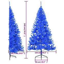 vidaXL Demi sapin de Noël artificiel avec support Bleu 240 cm PVC pas cher