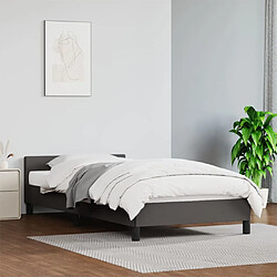 vidaXL Cadre de lit avec tête de lit sans matelas gris 90x200 cm