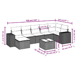 Avis Maison Chic Ensemble Tables et chaises d'extérieur 8 pcs avec coussins,Salon de jardin gris résine tressée -GKD965212