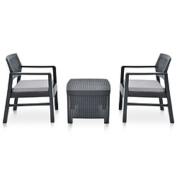 Maison Chic Salon de jardin 3 pcs - Table et chaises d'extérieur - Mobilier/Meubles de jardin Moderne Plastique Anthracite -MN17967