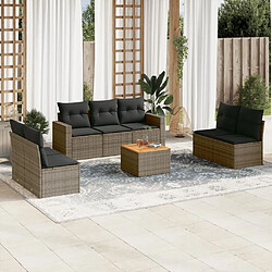 vidaXL Salon de jardin 8 pcs avec coussins gris résine tressée