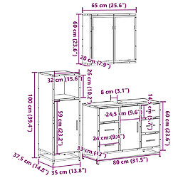 vidaXL Ensemble de meubles de salle de bain 3 pcs Chêne fumé pas cher