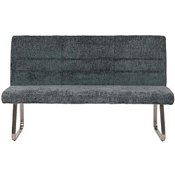 Mendler Set de salle à manger HWC-G55, set de 2 chaises + banc 160cm, inox brossé tissu/textile chenille ~ bleu-vert pas cher