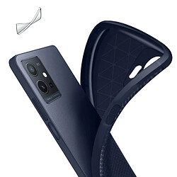 Avis Avizar Coque Vivo Y55 5G Silicone Gel Flexible Design Effet fibre de carbone bleu nuit