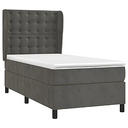 Avis Maison Chic Lit adulte- Lit + matelas,Sommier à lattes de lit et matelas Gris foncé 90x190 cm Velours -GKD77095