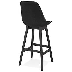 Acheter Alterego Tabouret de bar design 'TERESA' en tissu noir et pieds en bois noir