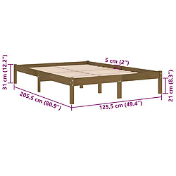 vidaXL Cadre de lit sans matelas marron miel bois massif 120x200 cm pas cher