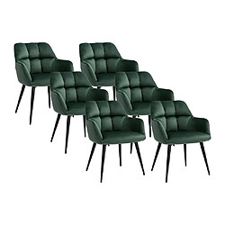 Lot de 6 chaises avec accoudoirs - Velours et métal - Vert - PEGA de PASCAL MORABITO 