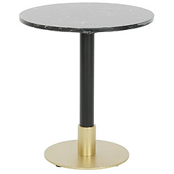 Pegane Table d'appoint ronde en métal doré et marbre noir - Diamètre 45 x Hauteur 51 cm