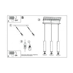 Luminaire Center Suspension Lino Bois Bois naturel 3 ampoules 90cm pas cher