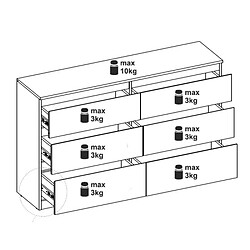 Acheter Dansmamaison Commode 6 tiroirs Chêne clair - QIZ