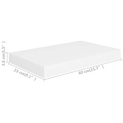 vidaXL Étagères murales flottantes 2 pcs blanc 40x23x3,8 cm MDF pas cher