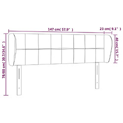 vidaXL Tête de lit avec oreilles Gris foncé 163x23x78/88 cm Velours pas cher