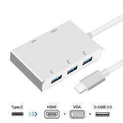 Avis Wewoo HUB Adaptateur USB C vers HDMI VGA Hub USB 5 en 1 Convertisseur USB 3.1 pour ordinateur portable MacBookChromeBook PixelHuawei MateBook