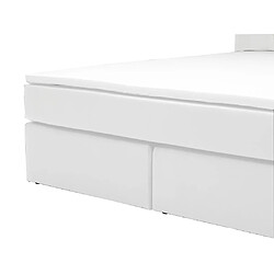 Acheter Vente-Unique Ensemble complet boxspring tête de lit avec leds + sommiers + matelas + surmatelas - 160 x 200 cm - Simili - Blanc - BILBAO de YSMÉE