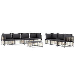 Avis Maison Chic Salon de jardin 8 pcs + coussins - Mobilier/Meubles de jardin - Table et chaises d'extérieur anthracite résine tressée -MN91608