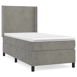 vidaXL Sommier à lattes de lit et matelas Gris clair 90x200 cm Velours