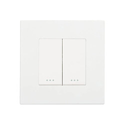 Ledkia Interrupteur Double Bouton-Poussoir avec Cadre PC Modern Blanc