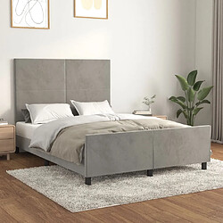 Maison Chic Lit adulte - Cadre Structure de lit avec tête de lit Contemporain Gris clair 140x190 cm Velours -MN73209