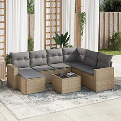 vidaXL Salon de jardin avec coussins 8 pcs beige résine tressée