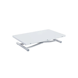 Inside 75 Table basse relevable extensible TRENDY blanc brillant