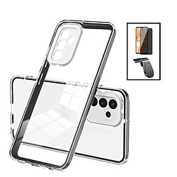 PHONECARE Kit Coque 360 Airbag Anti-Drop Caméra Protection +Support L Safe Driving pour Samsung Galaxy A04s - Transparent