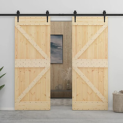 vidaXL Porte coulissante avec kit de quincaillerie 90x210cm Pin massif