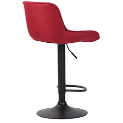 Acheter Decoshop26 Tabouret de bar chaise haute x1 en tissu rouge coutures verticales support en métal noir 10_0005118