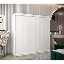 Abiks Meble Armoire YORK À Portes Coulissantes 200/200/62 2 Portes (Blanc/Blanc)