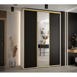 Abiks Meble Armoire à portes coulissantes Davos 3 235.2 x 170 x 45 3 portes coulissante (Blanc/Noir/Or)