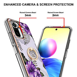 Coque en TPU anti-chute, motif marbré anti-jaunissement IMD flexible avec béquille Fleurs violets pour votre Xiaomi Redmi Note 10 4G/10S