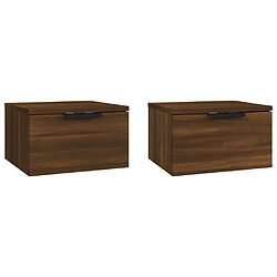 Maison Chic Lot de 2 Tables de Chevet murales - Tables de Nuit Chêne marron 34x30x20 cm