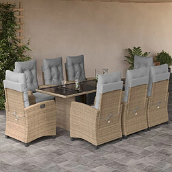 vidaXL Ensemble à manger de jardin et coussins 9 pcs mélange beige