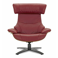 Avis MY NEW DESIGN NAOS- FAUTEUIL EN CUIR ROUGE ET CHENE NATUREL