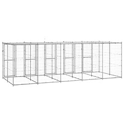 Helloshop26 Chenil extérieur cage enclos parc animaux chien extérieur acier galvanisé avec toit 12,1 m² 02_0000432 pas cher