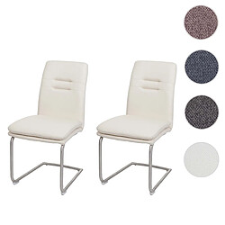 Mendler Lot de 2 chaises de salle à manger HWC-H70 tissu/textile inox brossé ~ crème-beige