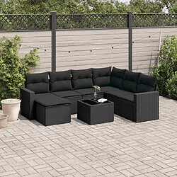 Maison Chic Salon de jardin 8 pcs avec coussins | Ensemble de Table et chaises | Mobilier d'Extérieur noir résine tressée -GKD91869