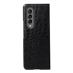 Coque en TPU + cuir véritable texture croco noir pour votre Samsung Galaxy Z Fold3 5G