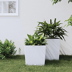 vidaXL Jardinière et intérieur amovible blanc 21 /32 L rotin PP