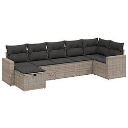 vidaXL Salon de jardin avec coussins 7 pcs gris résine tressée