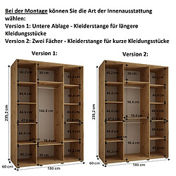 Abiks Meble Armoire DAVOS 1 À Portes Coulissantes 235,2/180/60 3 Portes pas cher