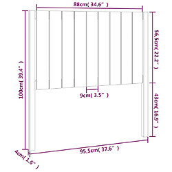 vidaXL Tête de lit Noir 95,5x4x100 cm Bois massif de pin pas cher